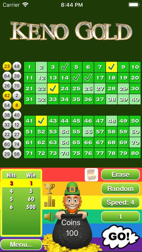 Keno Gold mobile App Zahlenfeld Screenshot